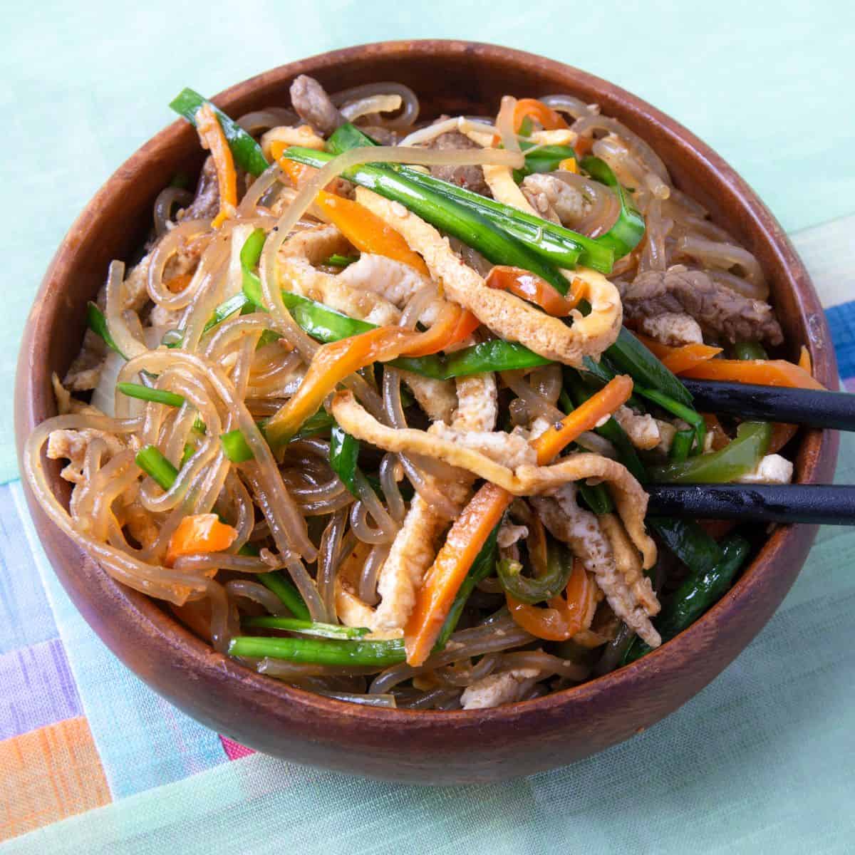 Korean Jap Chae Recipe - Glass Noodles Recipe - Oh Happy Joy!