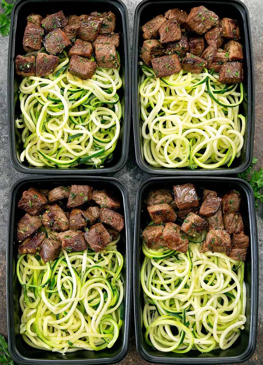 Keto Meal Prep - Garlic Butter Steak Zucchini Noodles