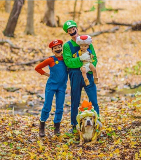 Family costumes with baby and dog cheap