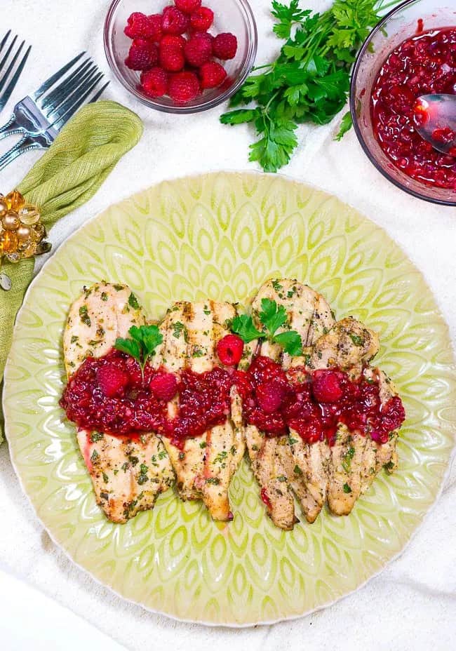 Easy and Healthy Toddler Lunch Ideas - GRILLED CHICKEN WITH RASPBERRY BALSAMIC GLAZE