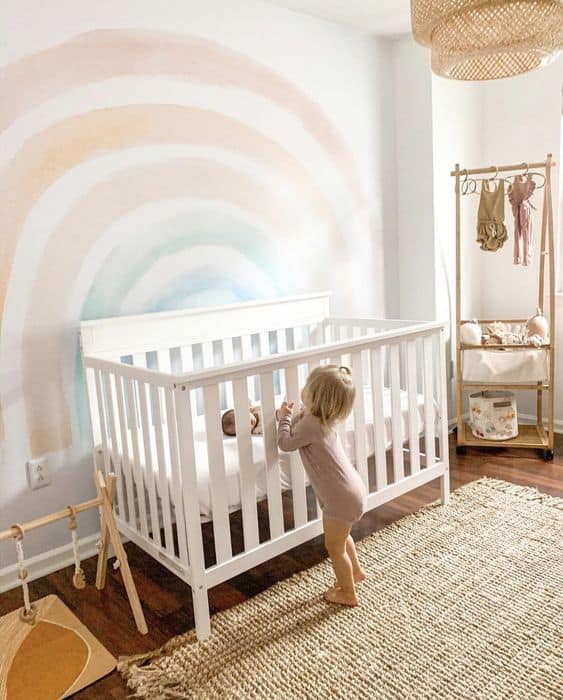 Modern Neutral Boho Nursery Ideas I'm Loving - Rainbow Wallpaper