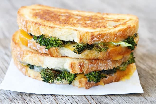 Easy and Healthy Toddler Lunch Ideas - ROASTED BROCCOLI GRILLED CHEESE