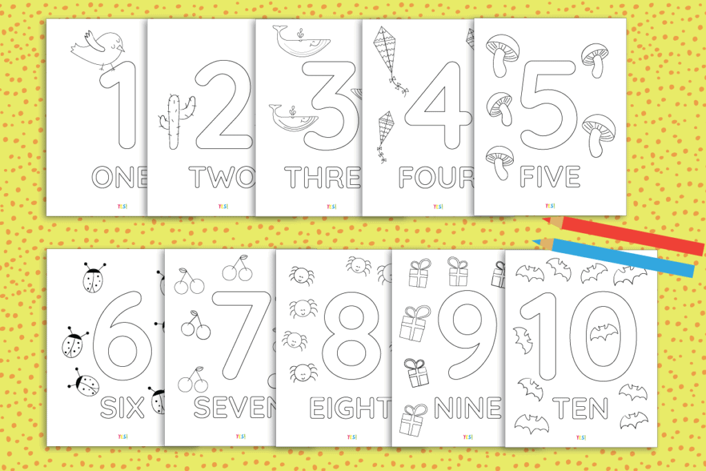 Learning Printables For 2 Year Old - 1-10 PRINTABLE NUMBERS COLORING PAGES