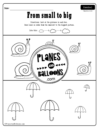 Big And Small Worksheets PDF - Planes & Balloons