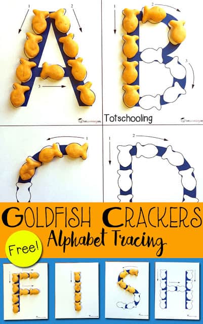 Learning Printables For 2 Year Old - Goldfish Crackers Alphabet Tracing