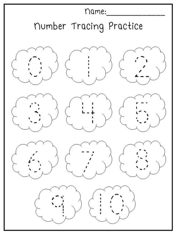 Learning Printables For 2 Year Old - number tracing
