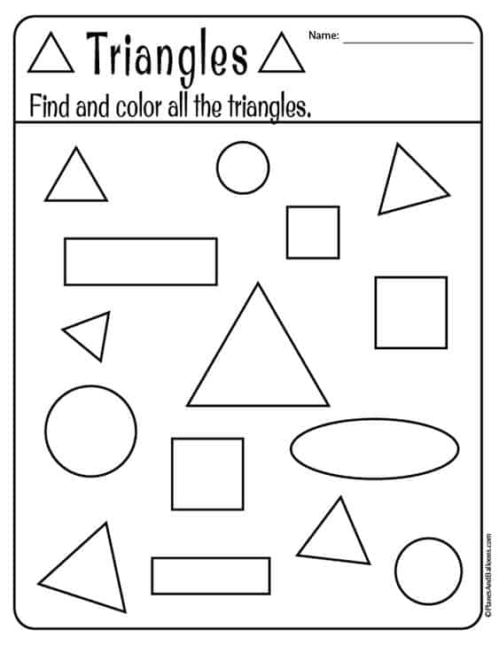 Learning Printables For 2 Year Old - shape worksheet find the triangle