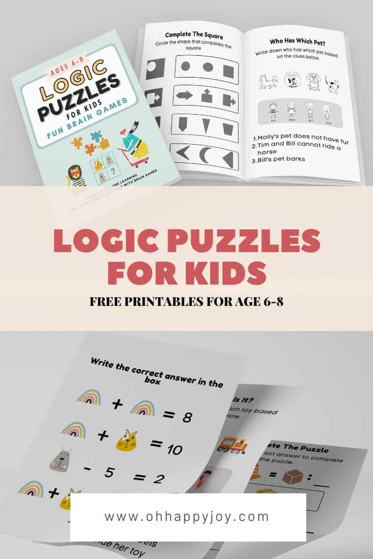 Logic Puzzles For Kids Age 6 8 To