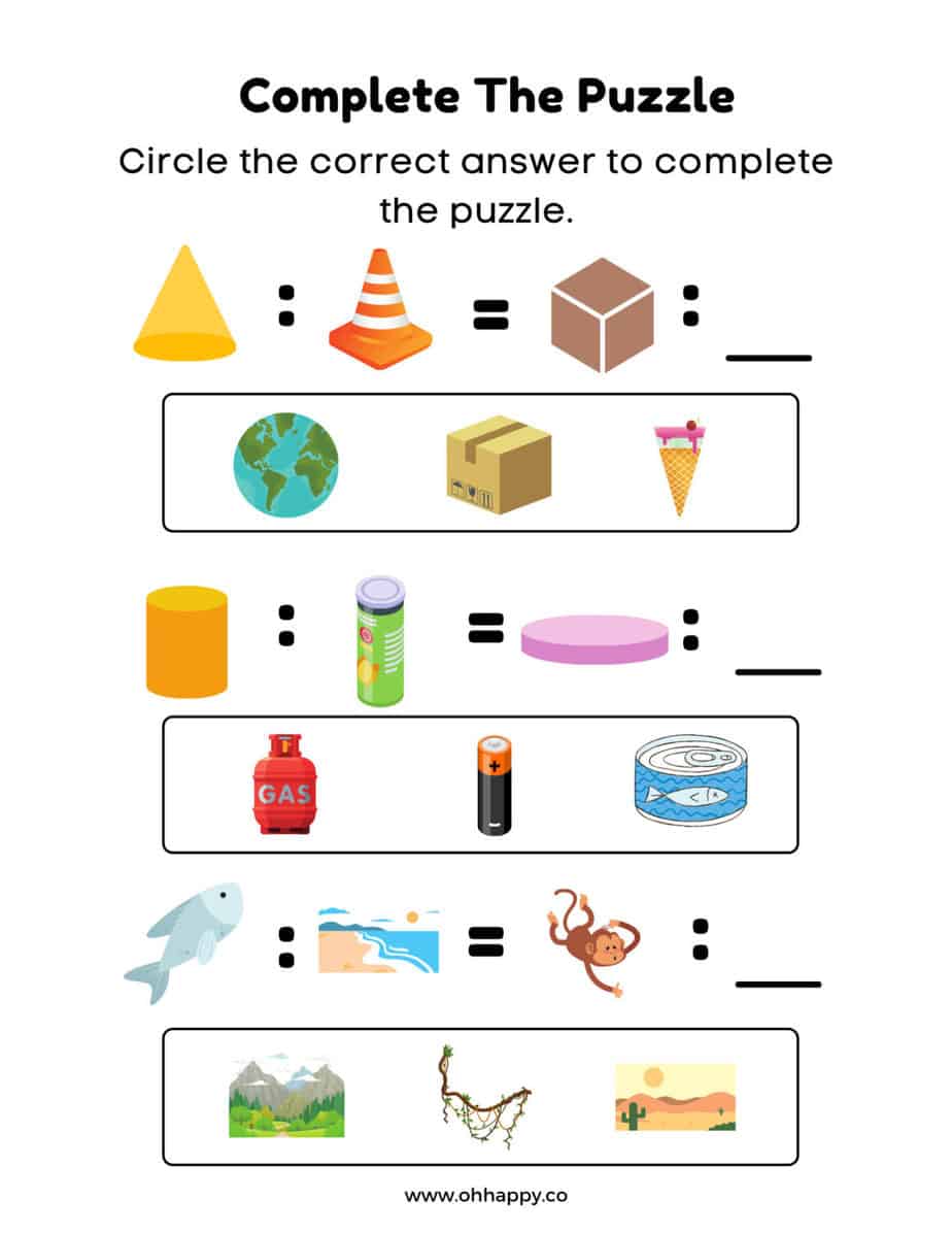 puzzles for kids analogies