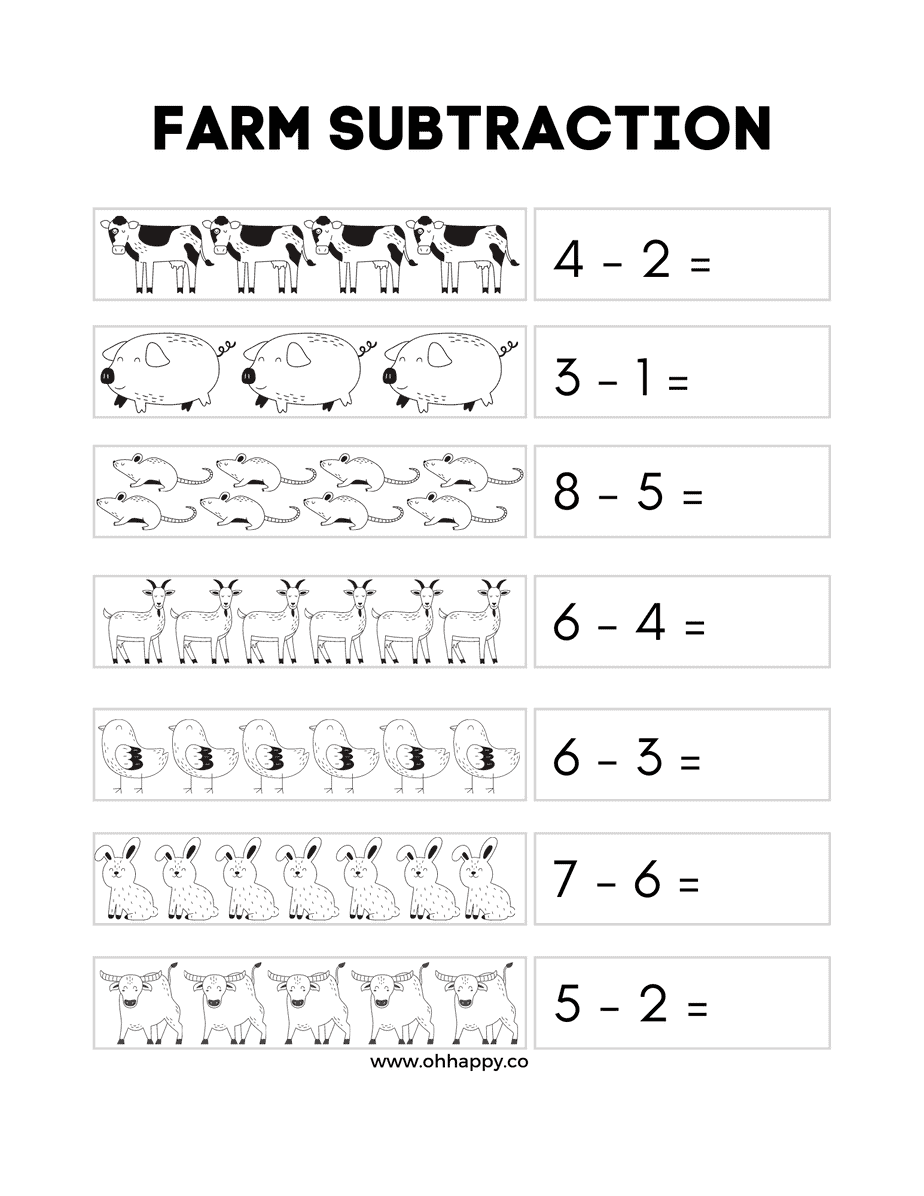 KINDERGARTEN MATH SUBTRACTION WORKSHEETS