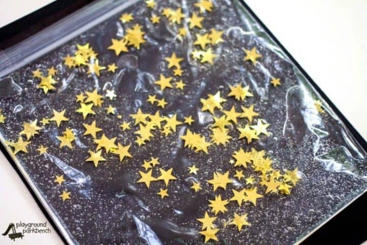 Fine motor activities for 1-year-olds - Starry Night Sensory Bag
