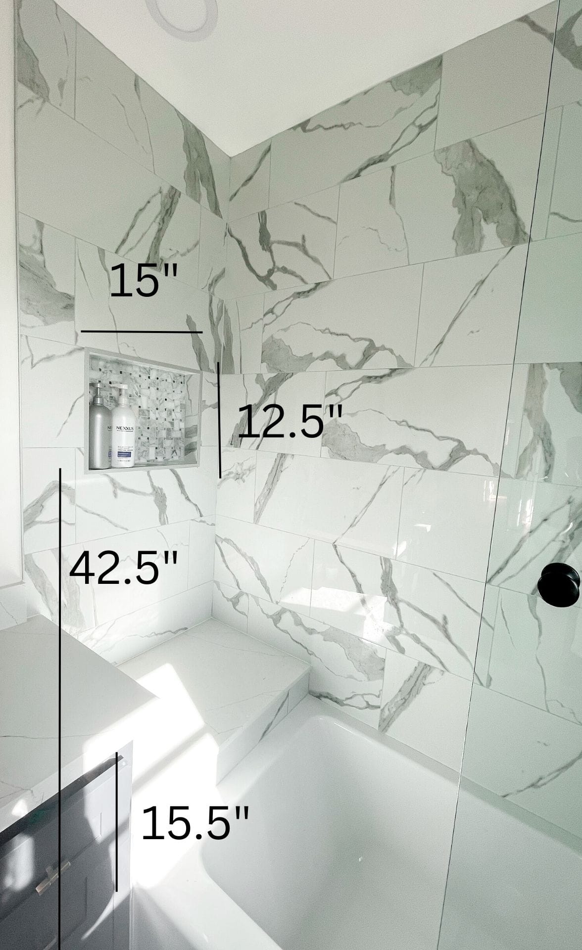 height of shower niche