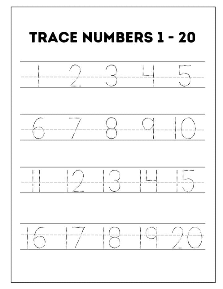 Tracing Numbers 1 to 20 Oh Happy Joy!