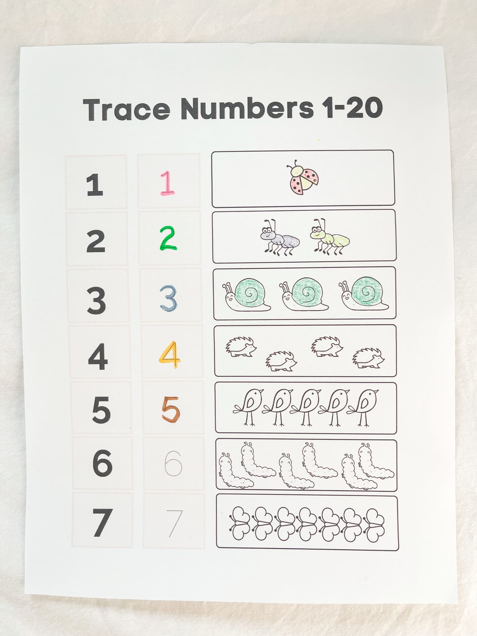 tracing worksheets numbers 1-20
