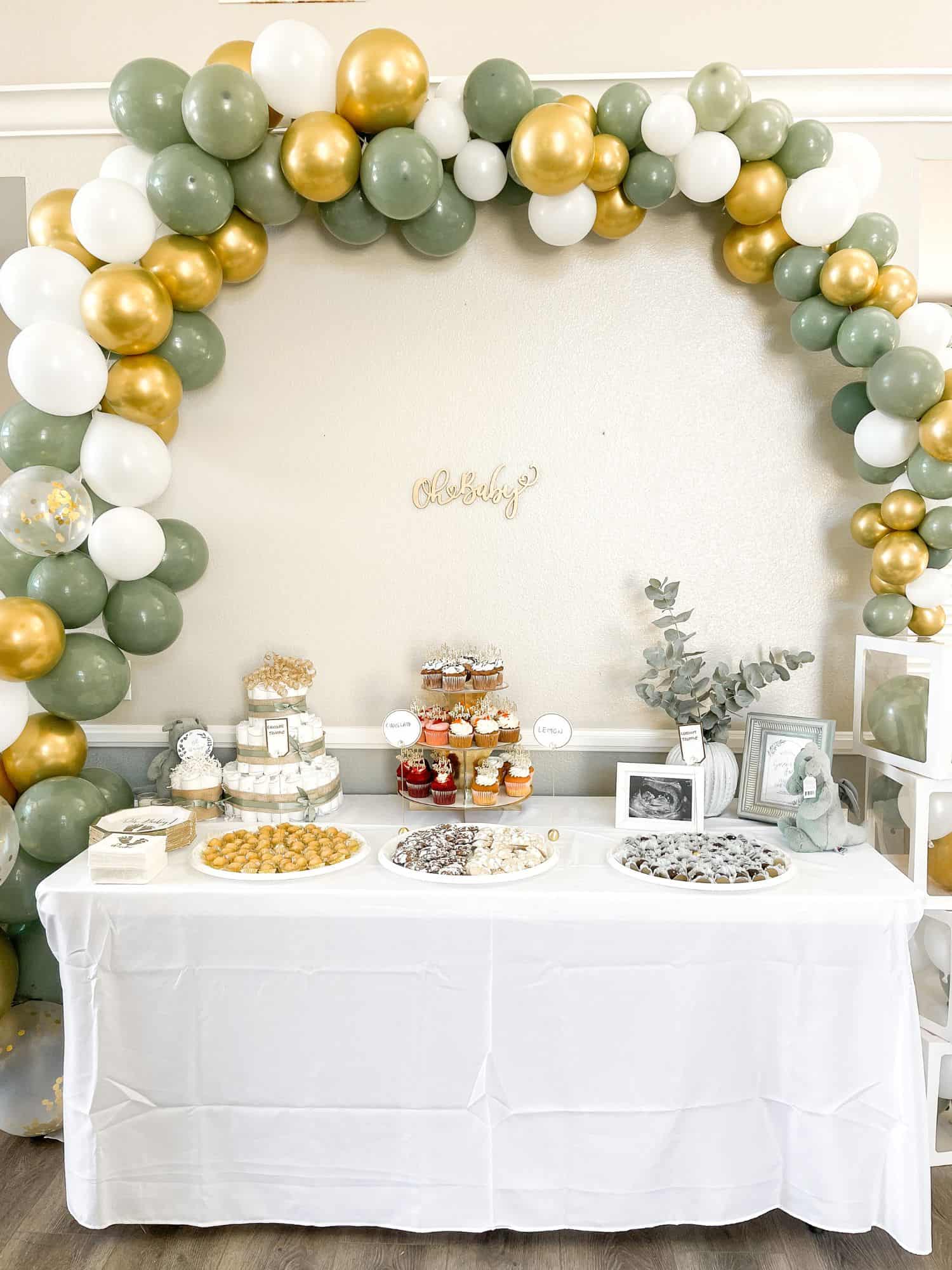 sage green baby shower decorations