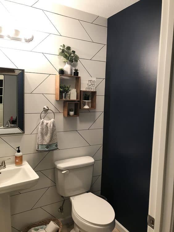 Bathroom dark gray accent wall