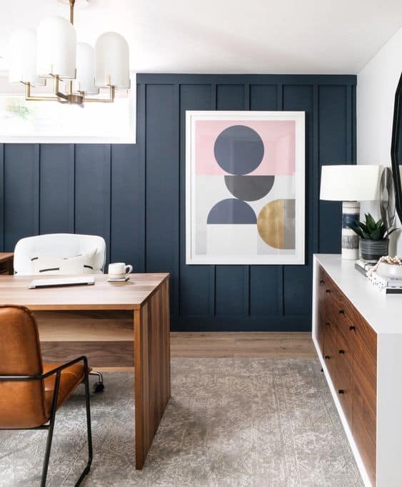 Navy blue office walls