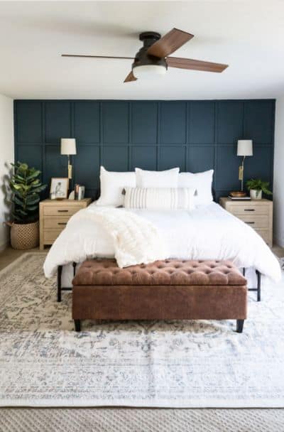 navy blue accent wall bedroom