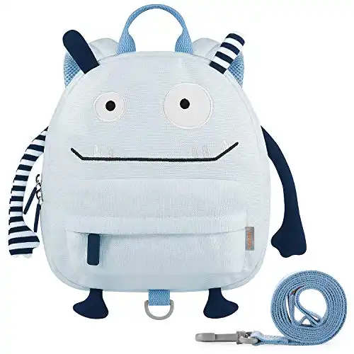 GAGAKU Mini Toddler Backpack for Boys 2-5 Years Anti-Lost Preschool Backpack with Leash Blue