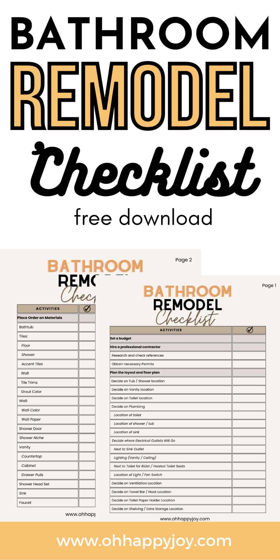 Bathroom Essentials Checklist