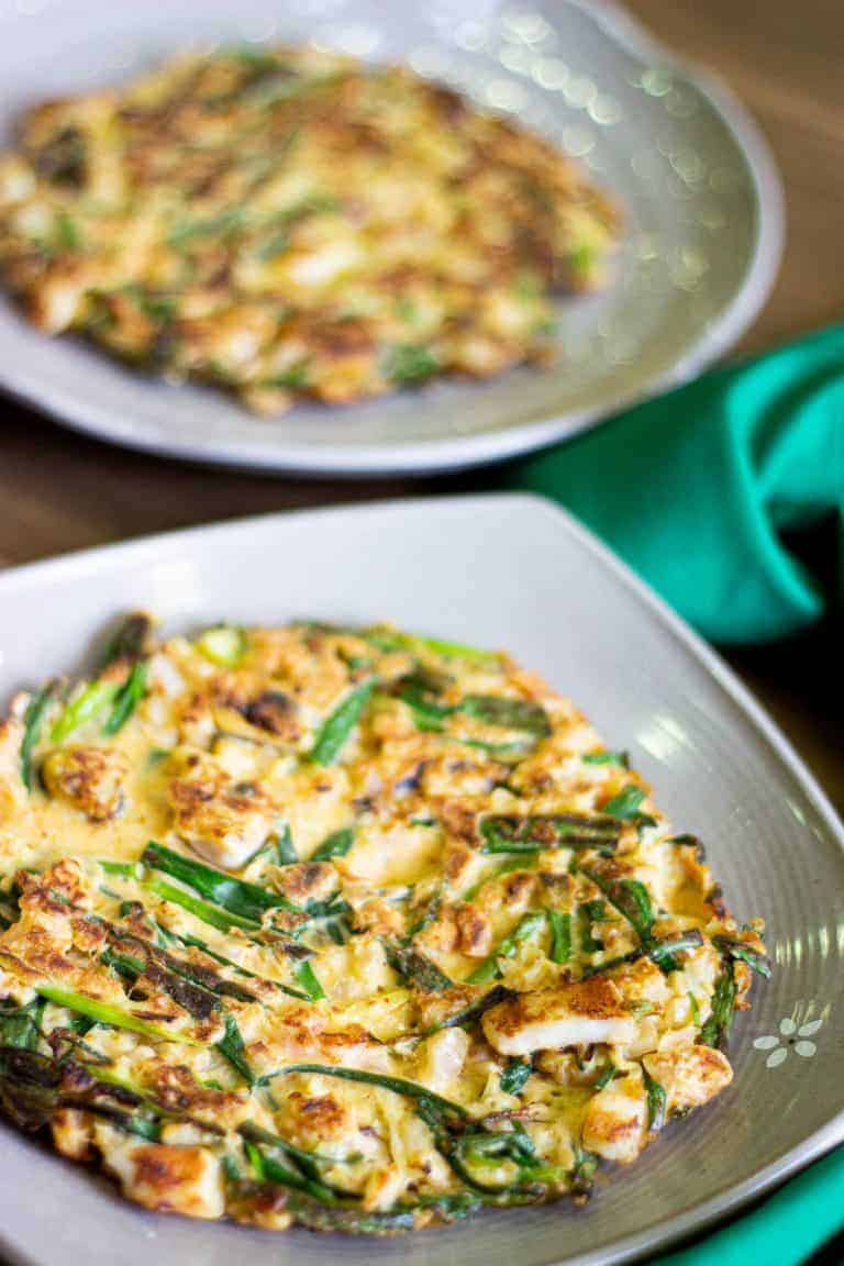 Crispy Korean Kimchi Seafood Pancakes