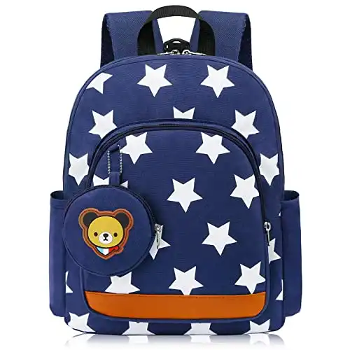 Cosyres Toddler Backpack for Boys School Bag Kindergarten, Kids Backpack Boys with Leash Blue