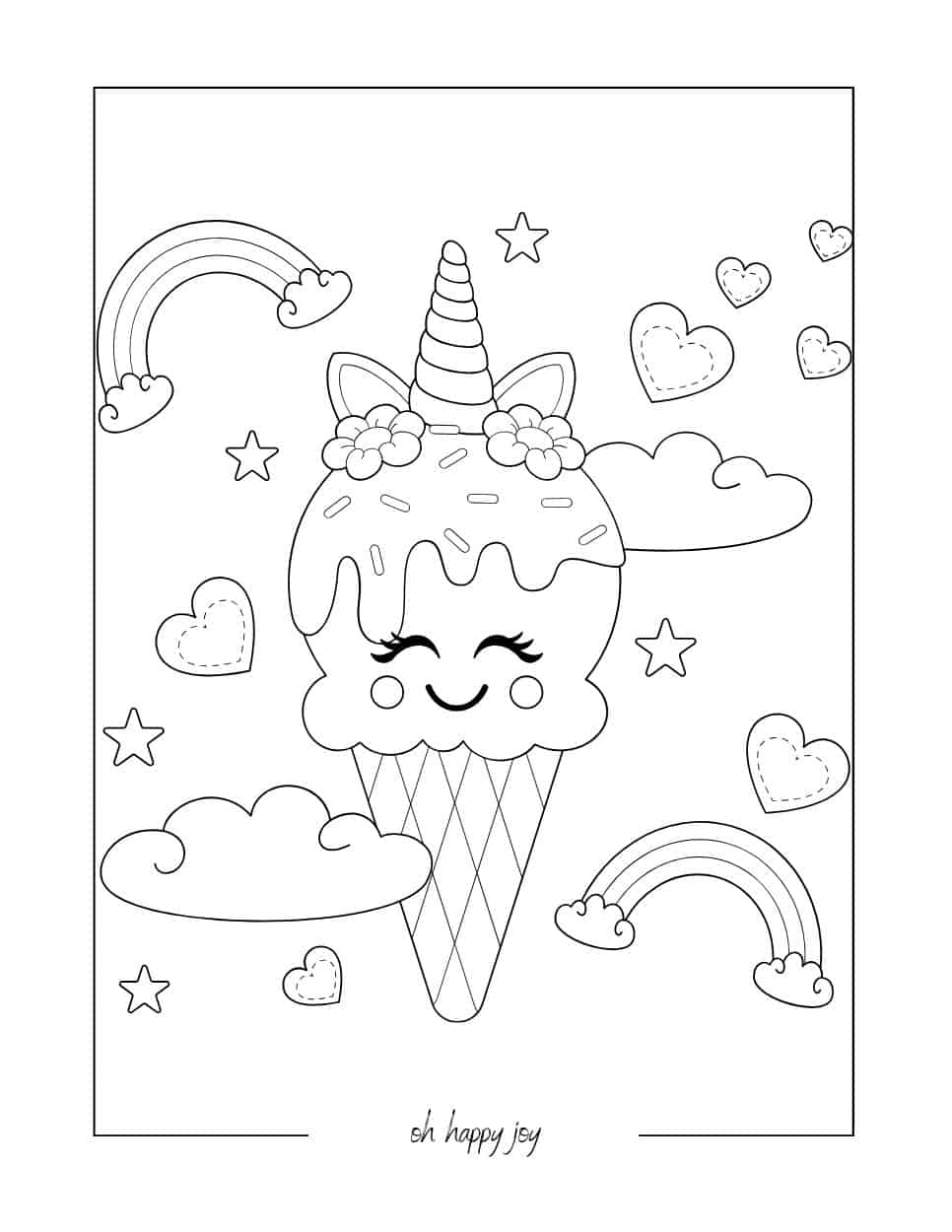 Cute Easy Ice Cream Coloring Page
