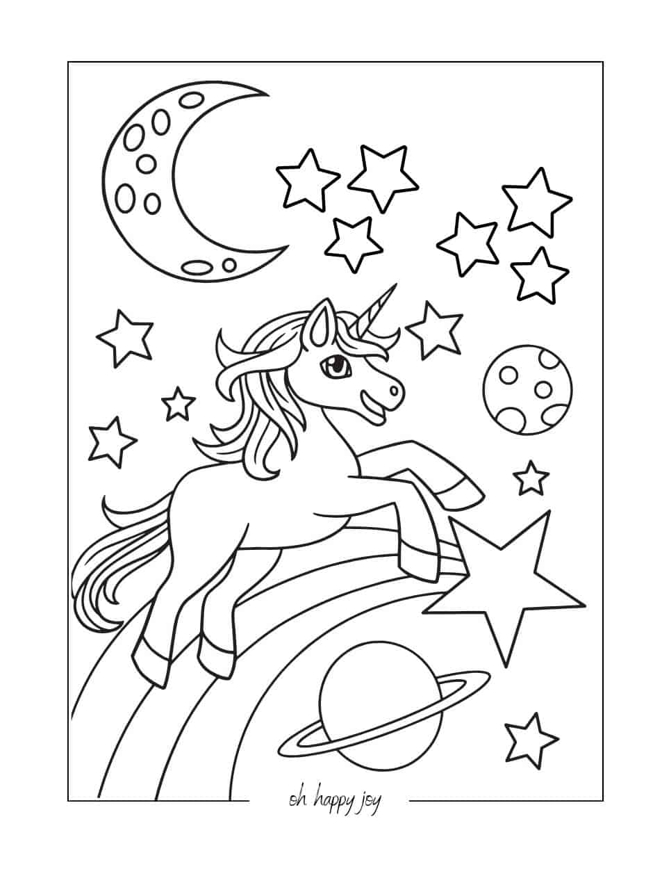 Cute Unicorn Coloring Page