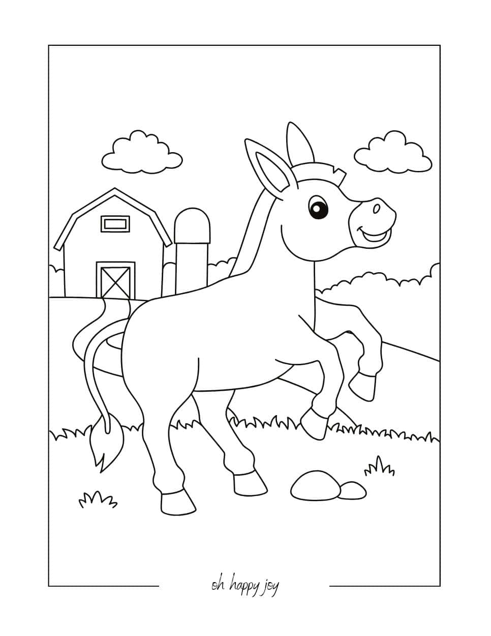 cute donkey coloring page