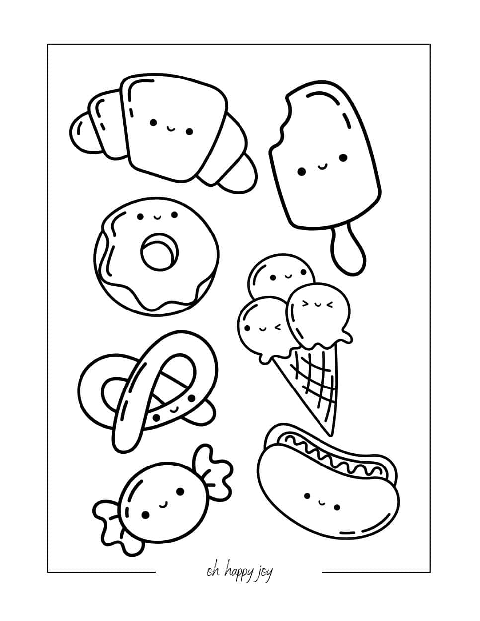 cute food pastries coloring page