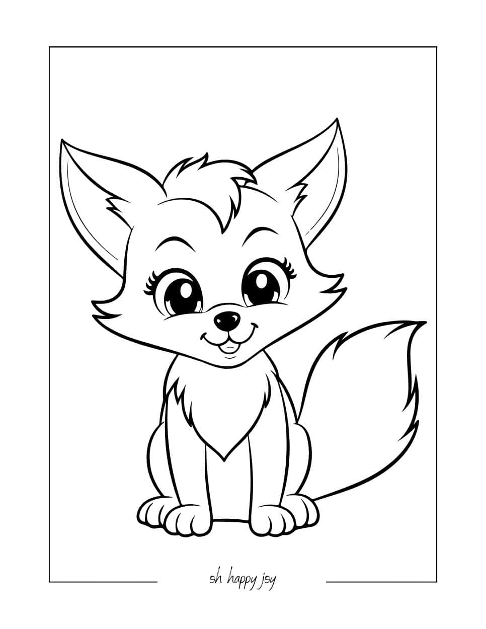 cute fox coloring page