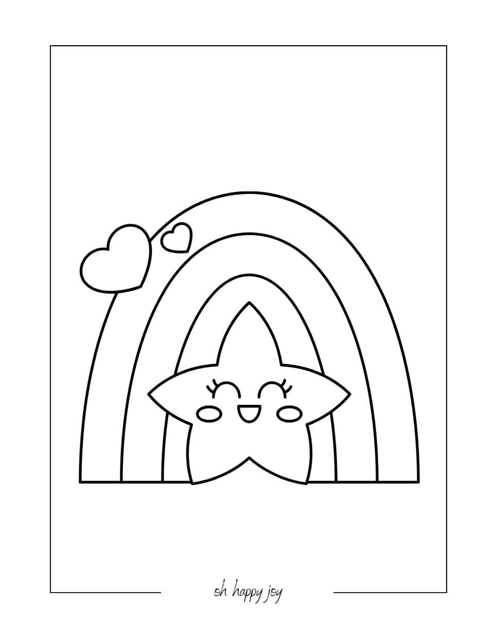 cute rainbow and stars coloring page