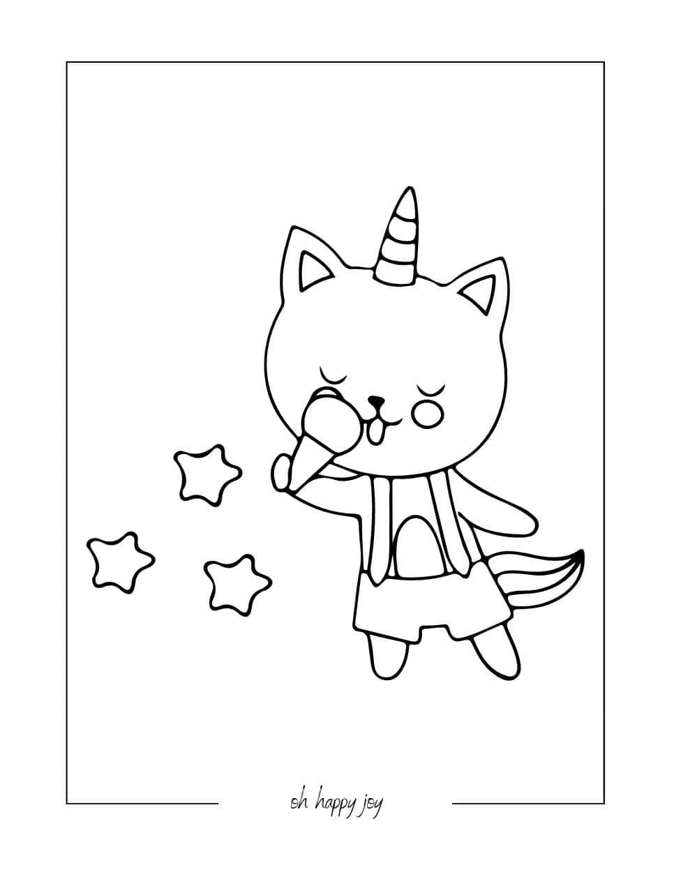 cute singing cat coloring page
