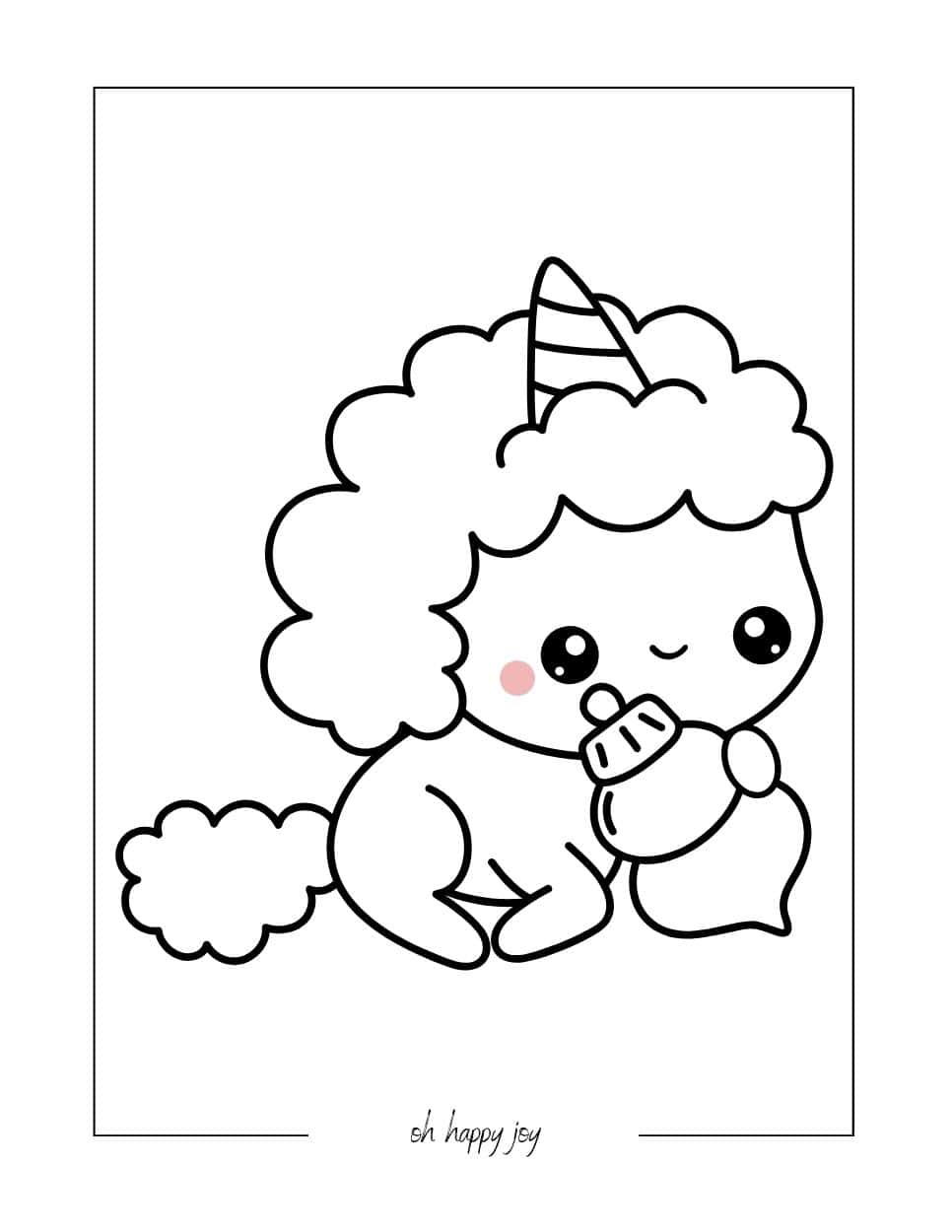 cute unicorn coloring page fluffy