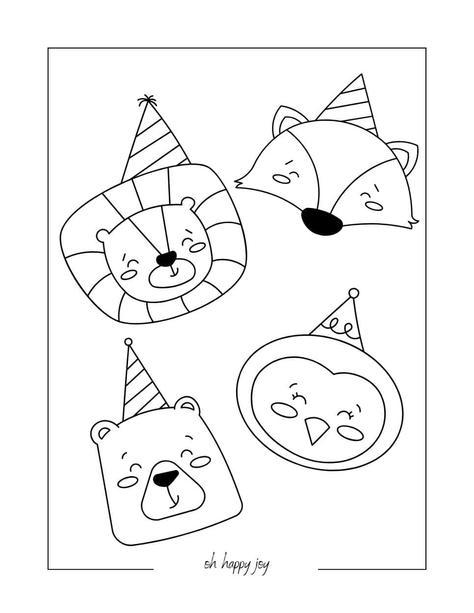 cute woodland party animals coloring page