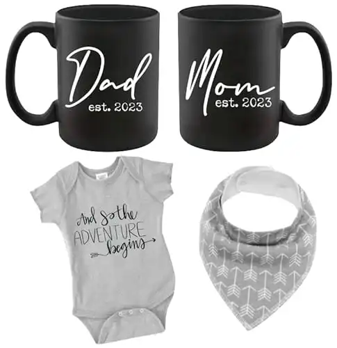 Gender Reveal Gift Idea - Dad and Mom Black Mug
