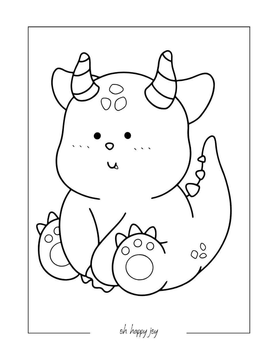 Cute Fat Dragon Coloring Page
