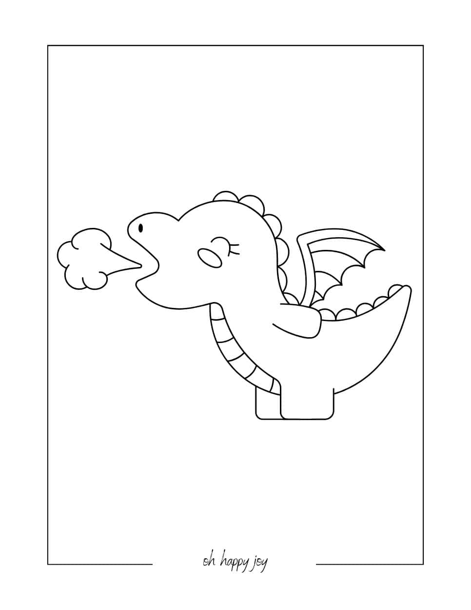 Cute Fire Dragon Coloring Page