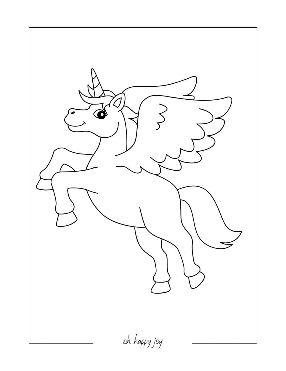 Cute Flying Unicorn Coloring Page
