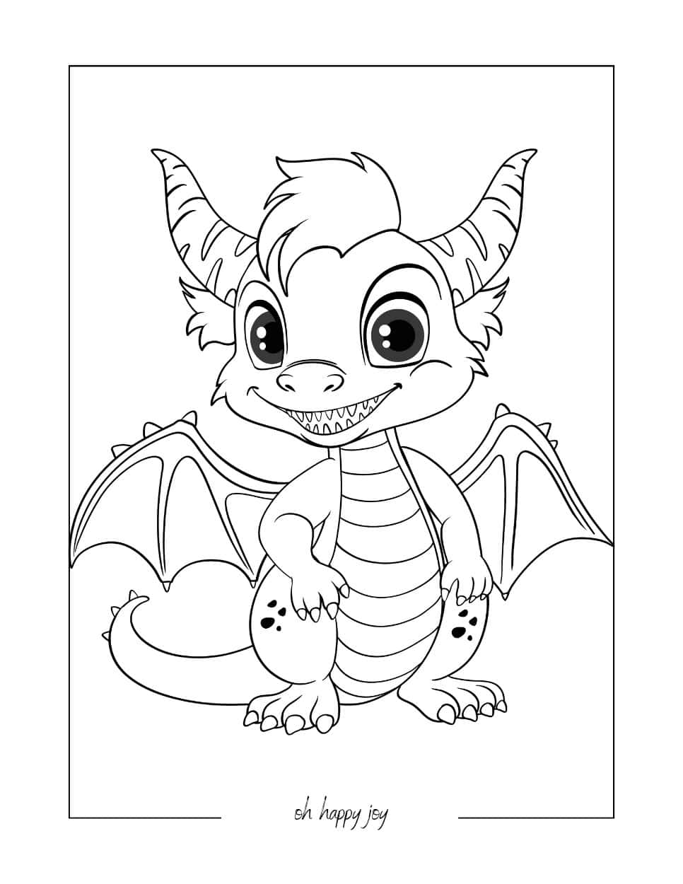 Cute Horned Dragon Coloring Page