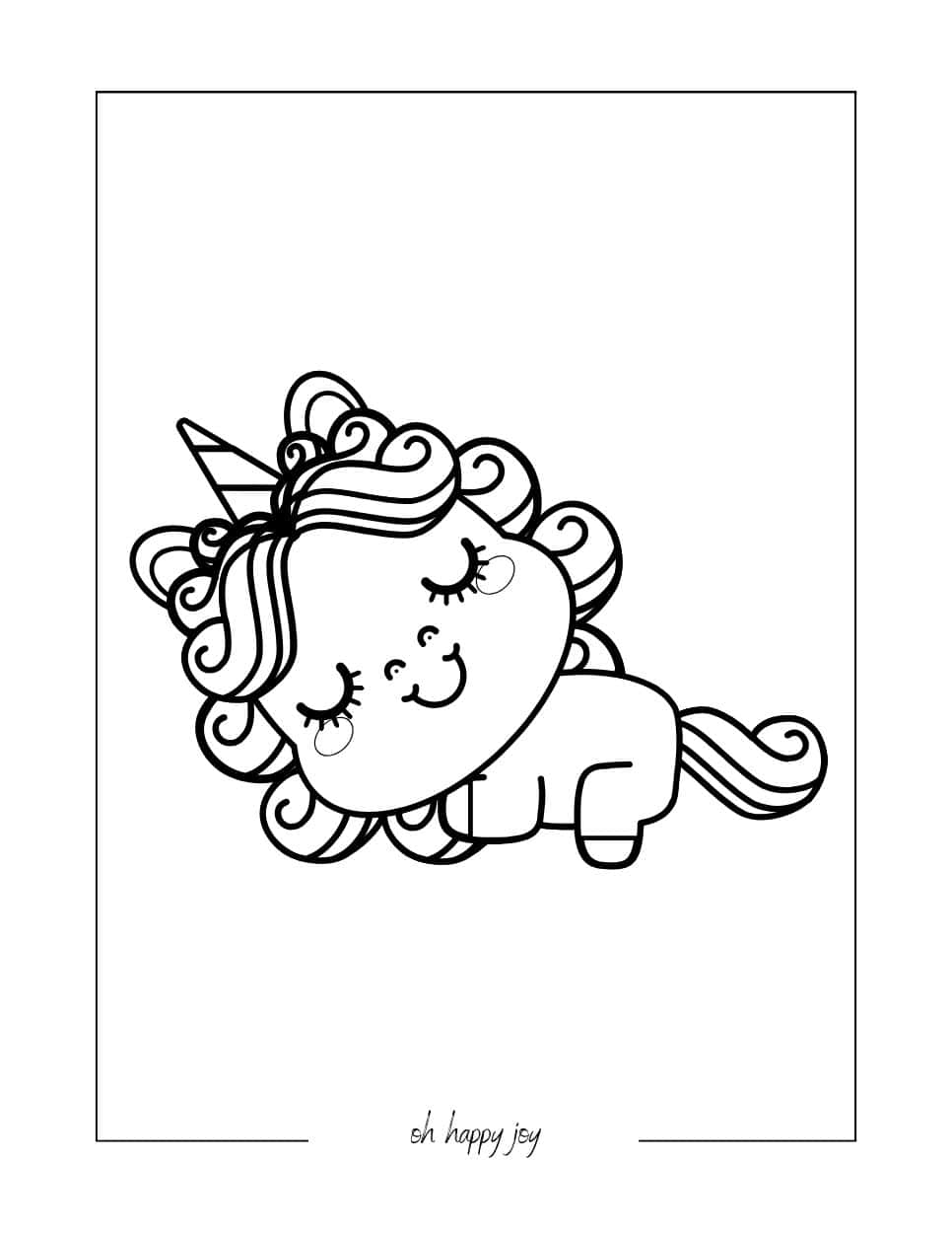 Cute Little Unicorn Coloring Page
