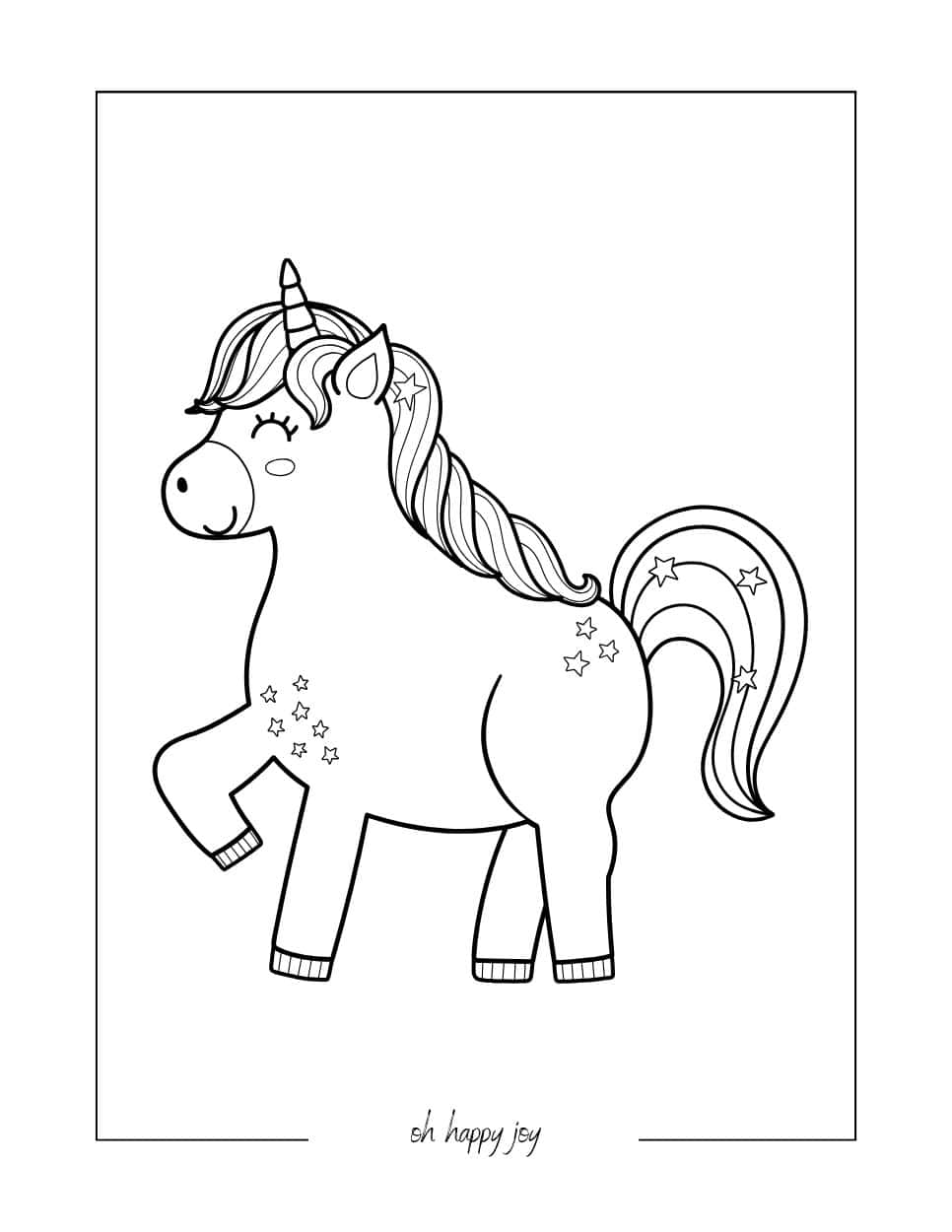 Cute Unicorn Coloring Sheet