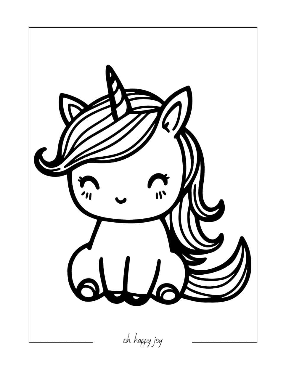 Cute Unicorn Free Coloring Page