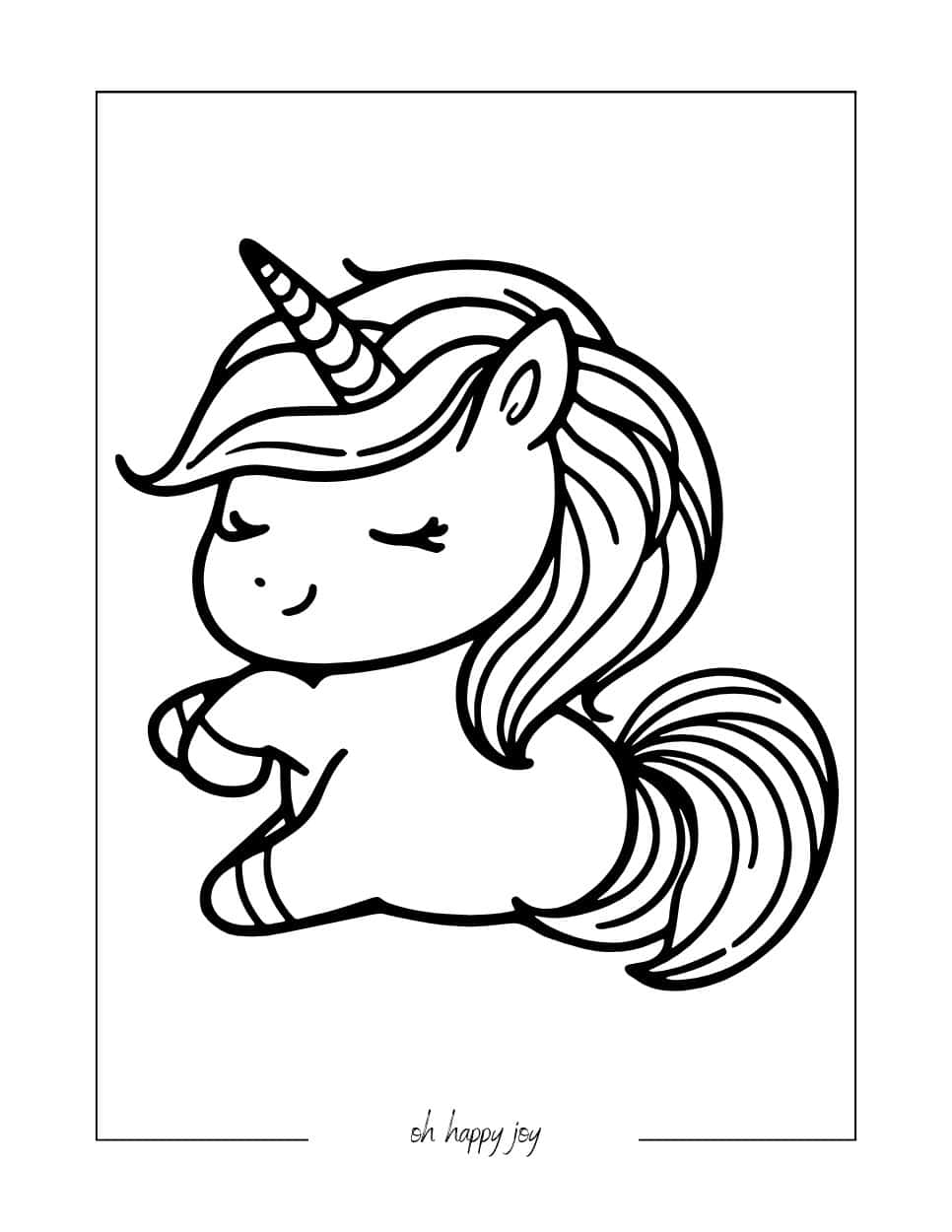 Cute Unicorn Free Coloring Sheet