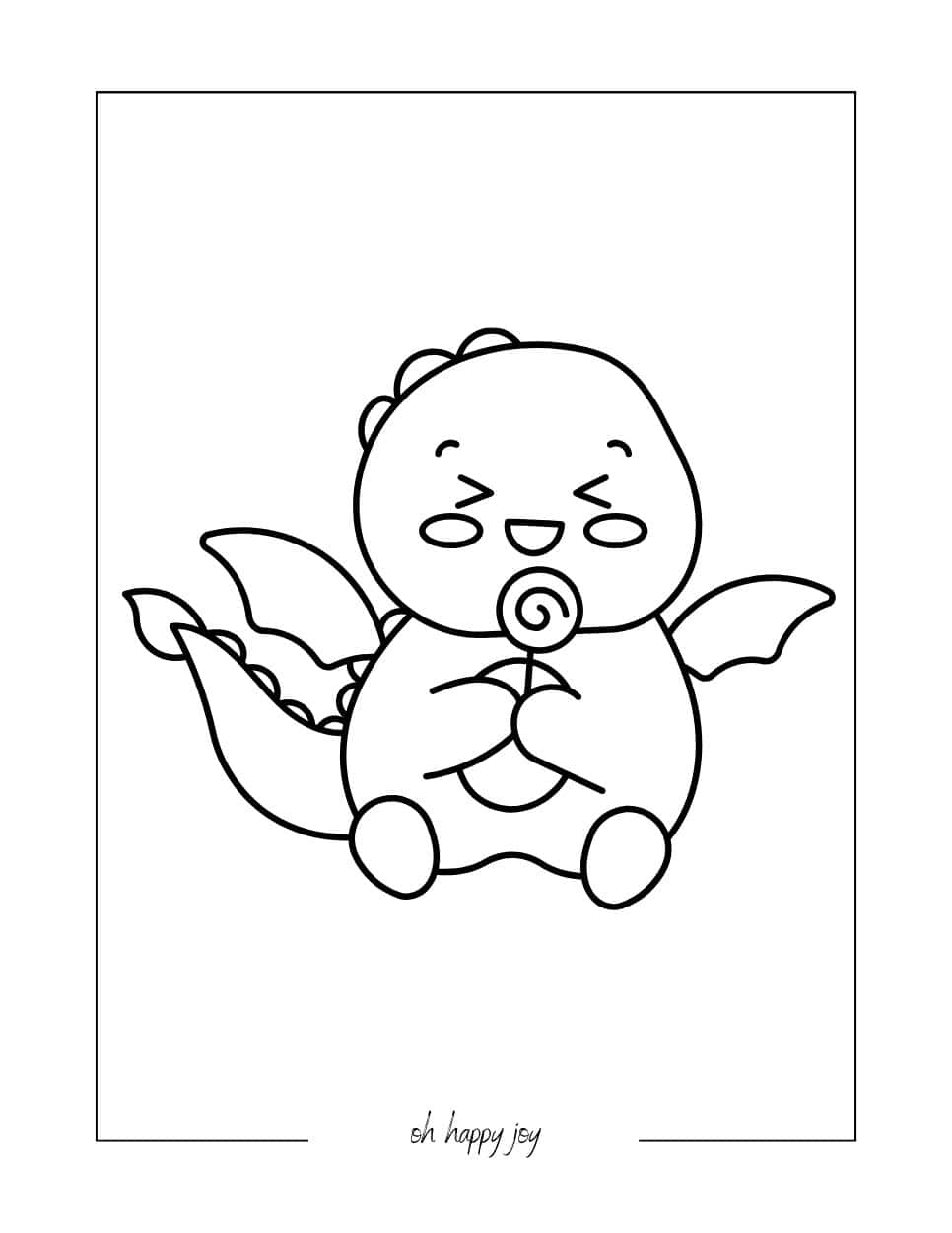 Dragon and Lollipop Coloring Page