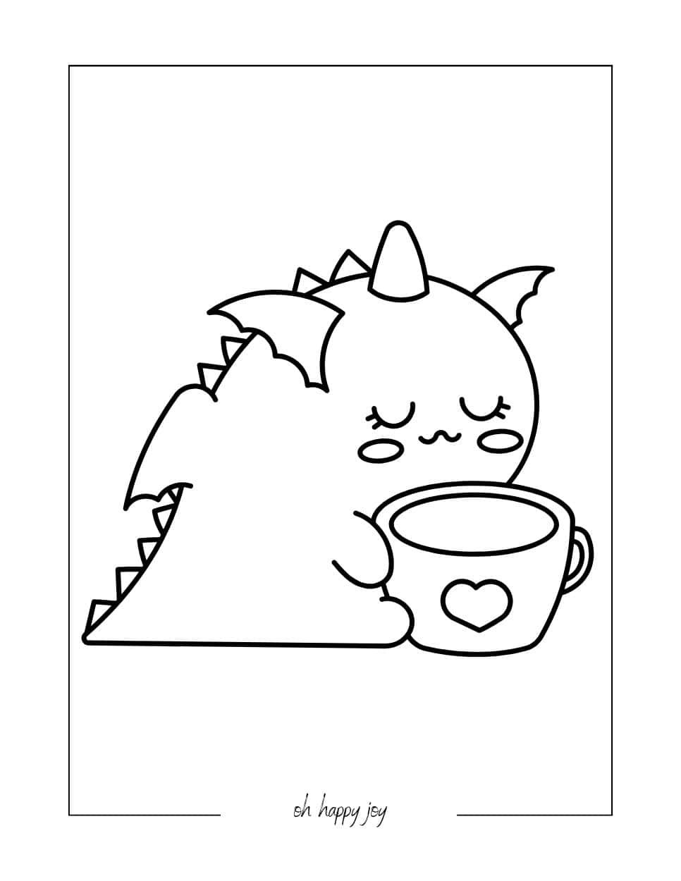 Dragon and Tea Coloring Page