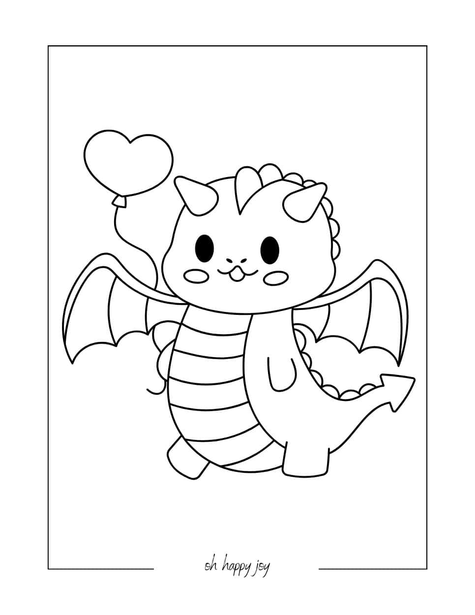 Dragon with Balloon Coloring Page