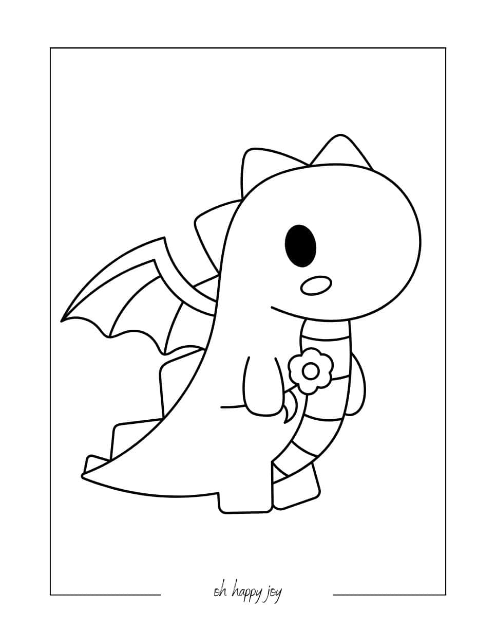 Dragon with Flower Coloring Page