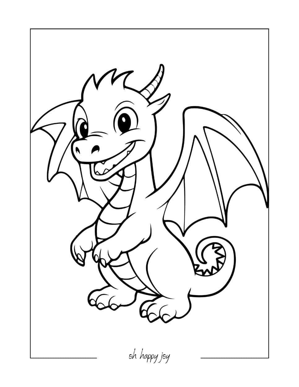 Happy Dragon Coloring Page