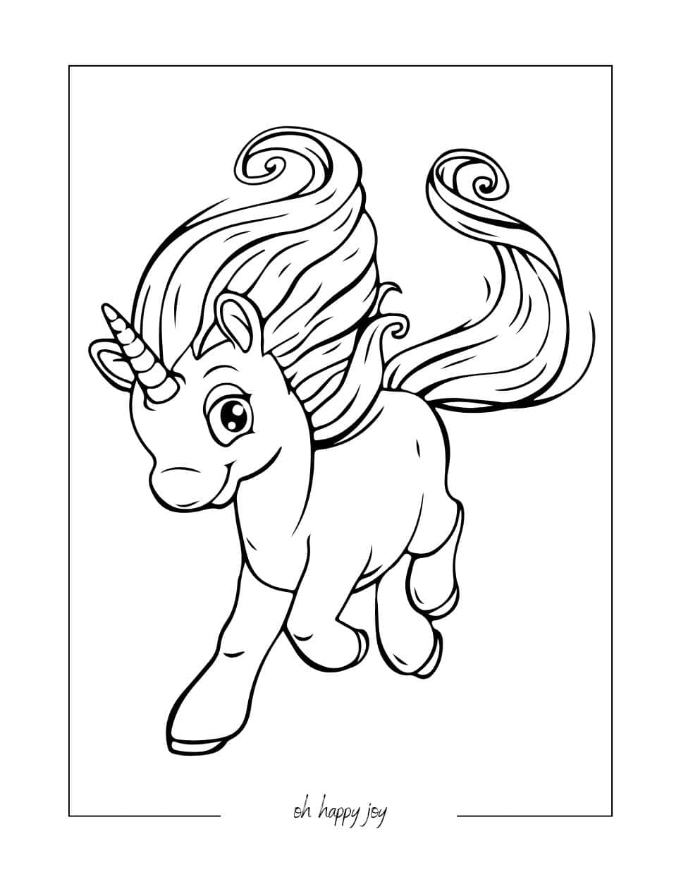 Happy Unicorn Coloring Sheet